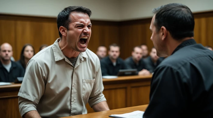 Преступник, отбывающий пожизненный срок, во время заседания забросал судью камнями.