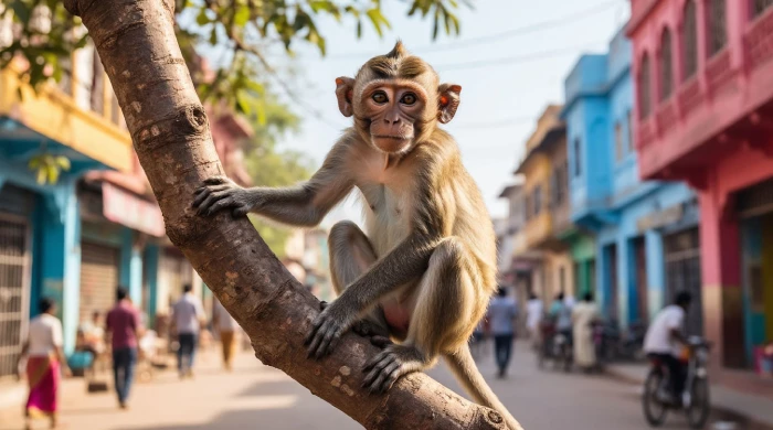 В Индии обезьяна похитила младенца у матери и сбросила его в колодец
